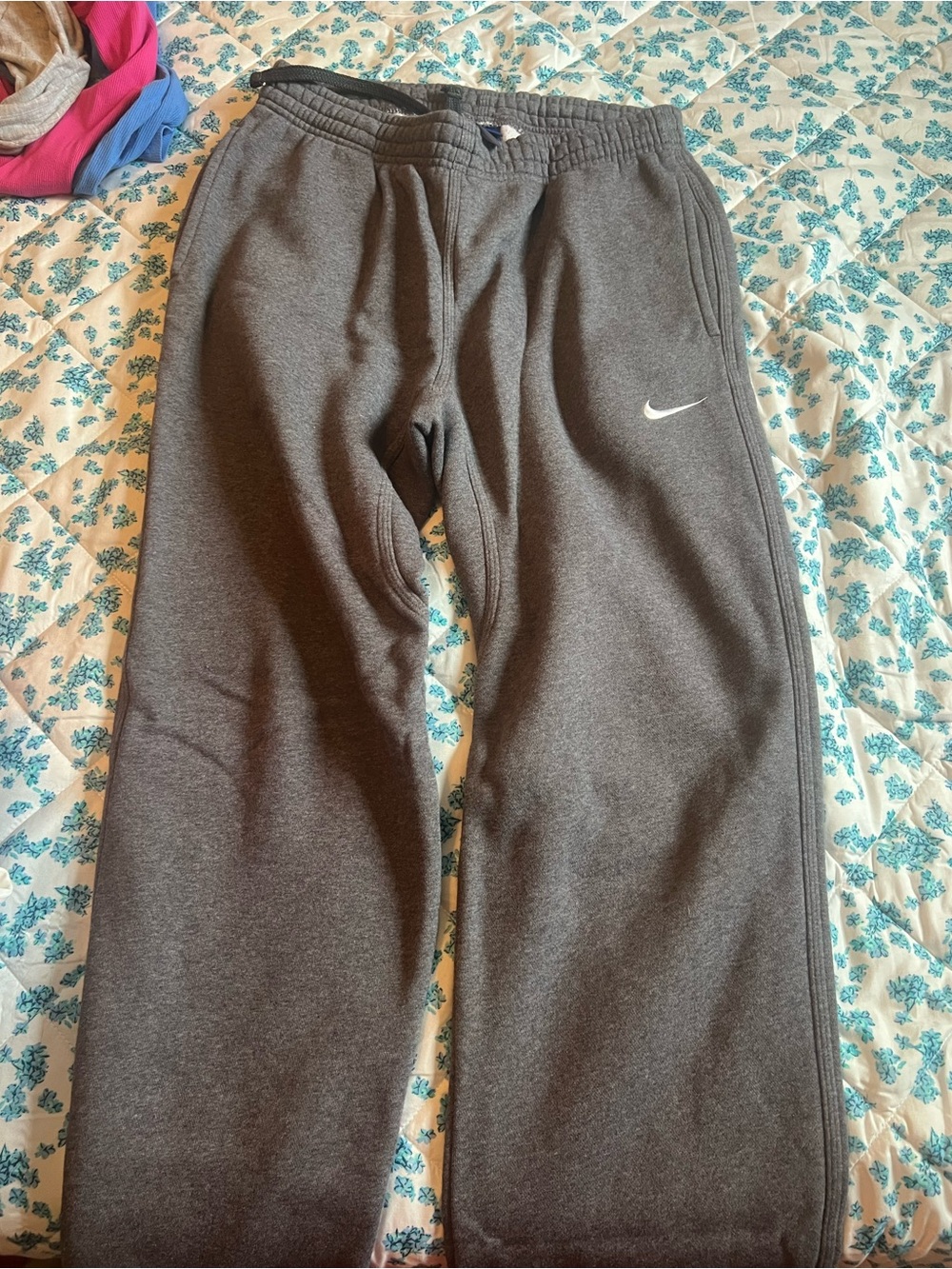 Nike Dark Gray Kids Sweatpants with White Swoosh